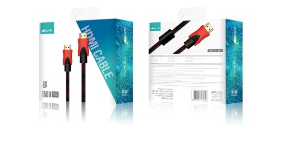 כבל HDMI איכותי מבית Nordic באורך 1.5 מטר MI1015